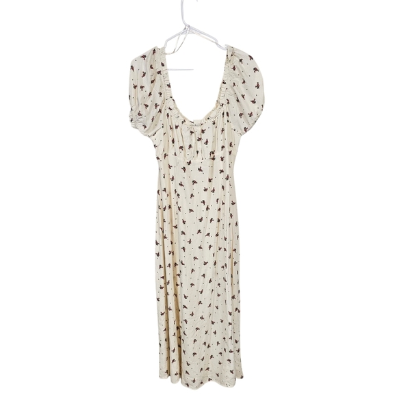 H&M Milk Maiden Disty Floral Puff Sleeve Babydoll Button Down Maxi Dress - Picture 2 of 9